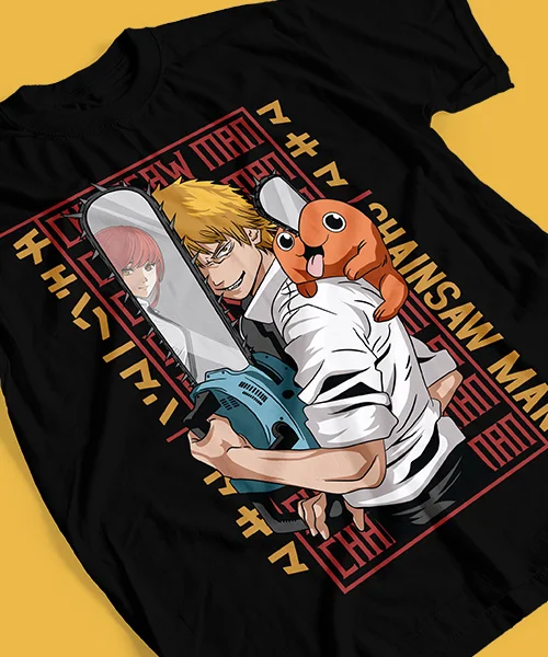 

T-shirt for Anime Chainsaw man Denji con Pochita