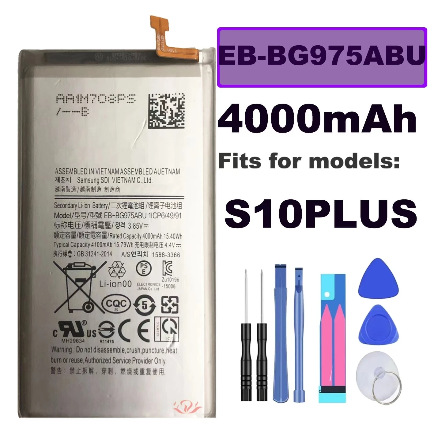 For Samsung Galaxy S10plus EB-BG975ABU original battery, mobile phone battery replacement repair parts, free tools