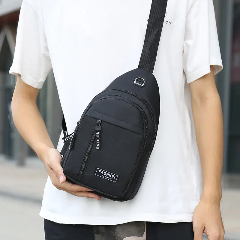 New Multifunctional Chest Men's Fashion Trend Oxford Cloth Shoulder 2024 Korean Style Casual Waterproof Messenger Bag