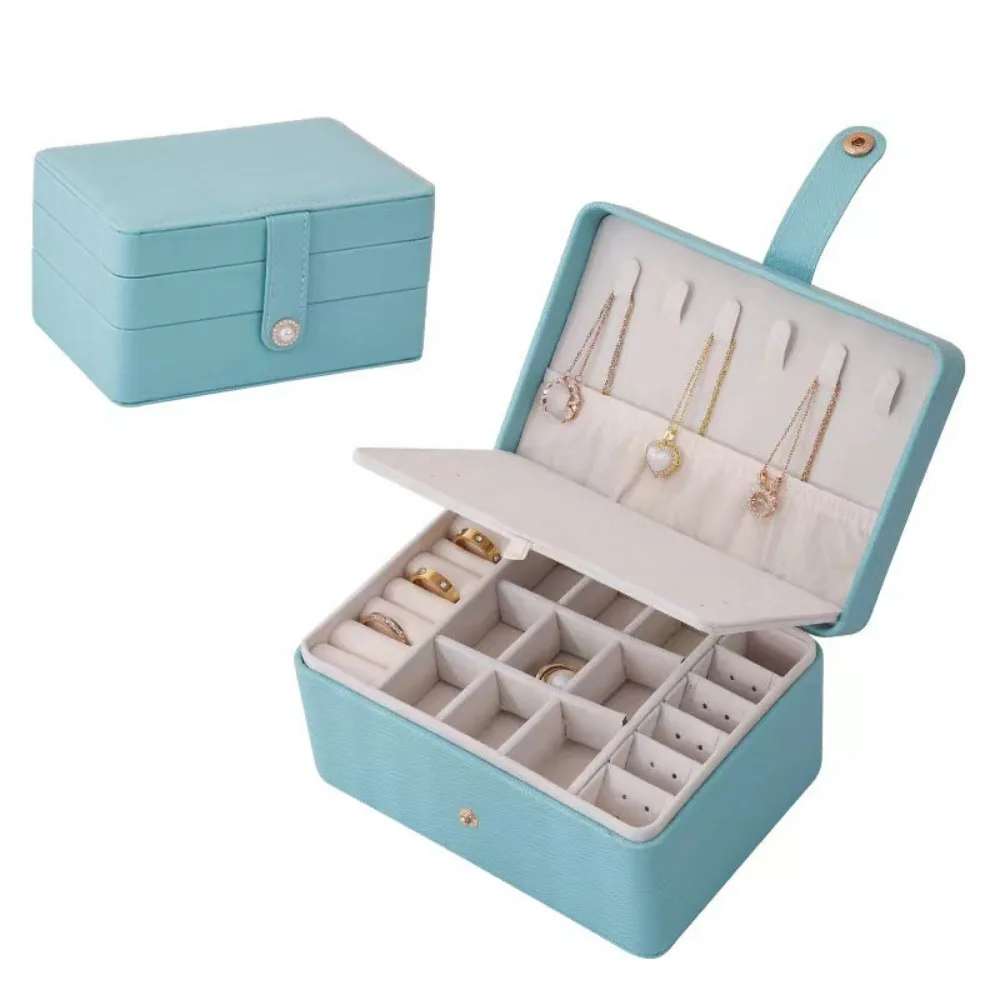 

Simple PU Jewelry Packing Bag Multilayer Rings Necklace Jewelry Storage Case Organizer Large Capacity Jewelry Holder Travel