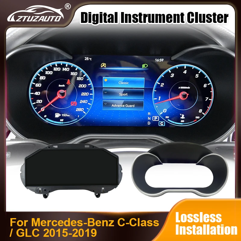 

For Mercedes Benz C-Class W205 GLC 12.3'' Digital Instrument Cluster 2015-2018 Linux Speedometer Virtual Instrument Upgrade