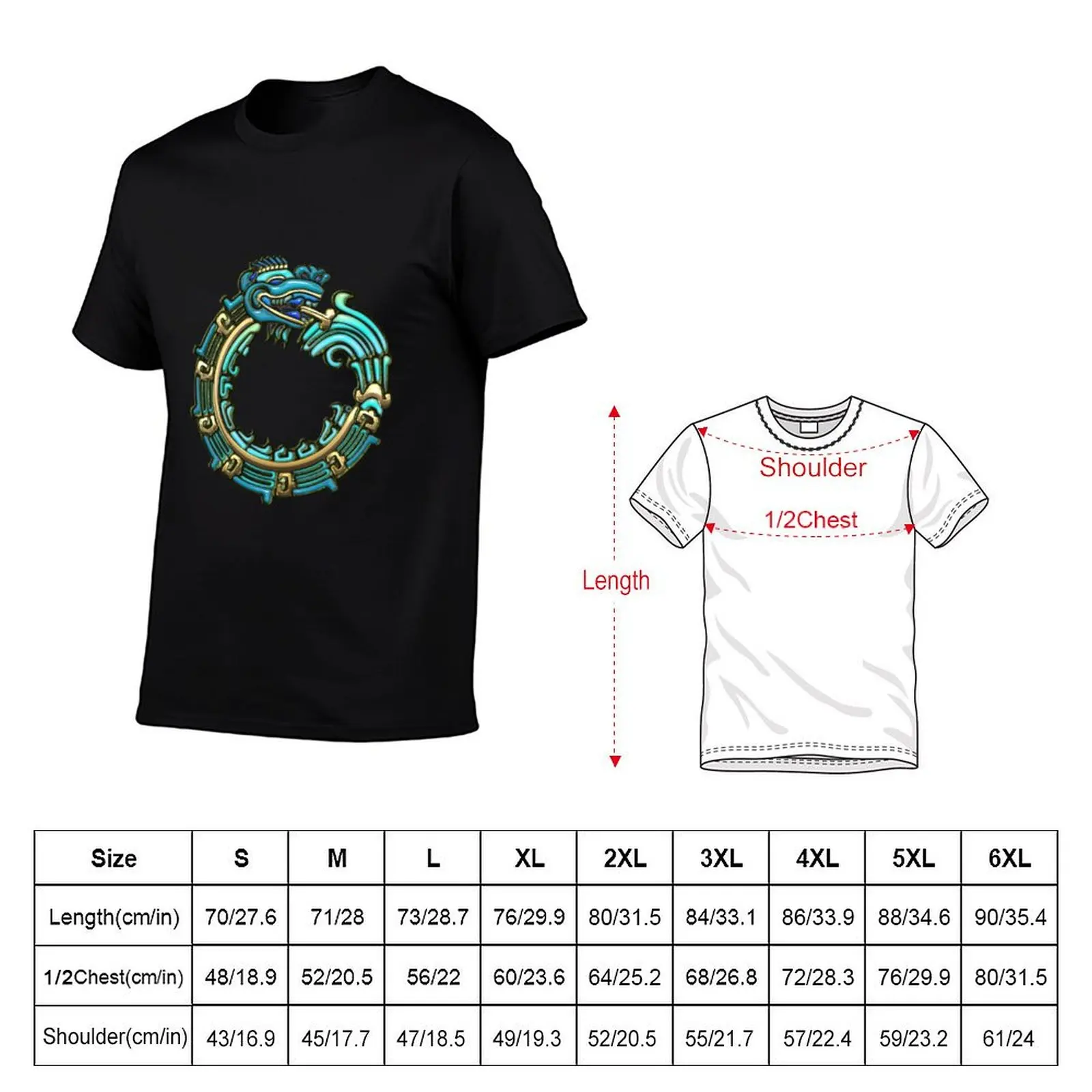 Aztec Serpent Quetzalcoatl 3d [Turquoise] T-Shirt Relaxed Fit Casual Short Sleeve Top