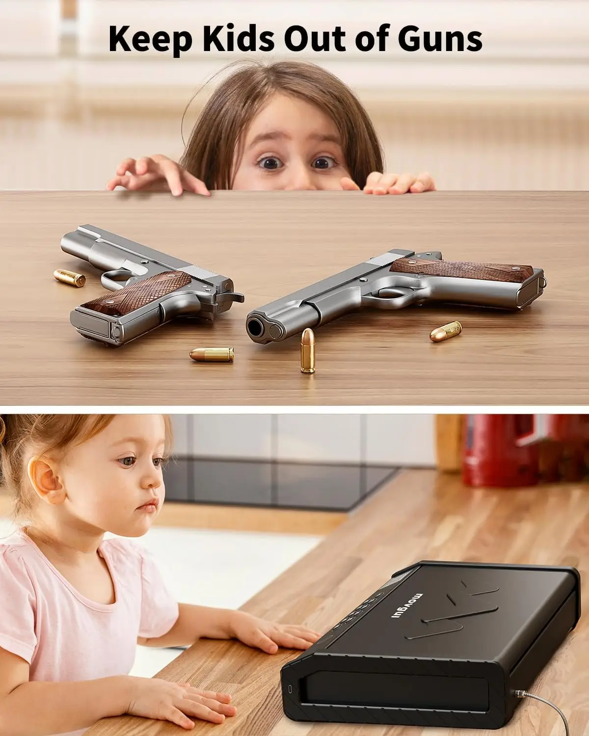 Gun Safes, Biometric Pistol Safe with LCD Display of Temperature Humidity USB Port, Gun Safes 3 Ways Quick Access Fingerprint Ha