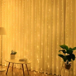 3M/4M/6M LED Curtain String Lights Fairy Decoration USB Holiday Garland Lamp 8 Mode for Home Garden Christmas New Year Wedding