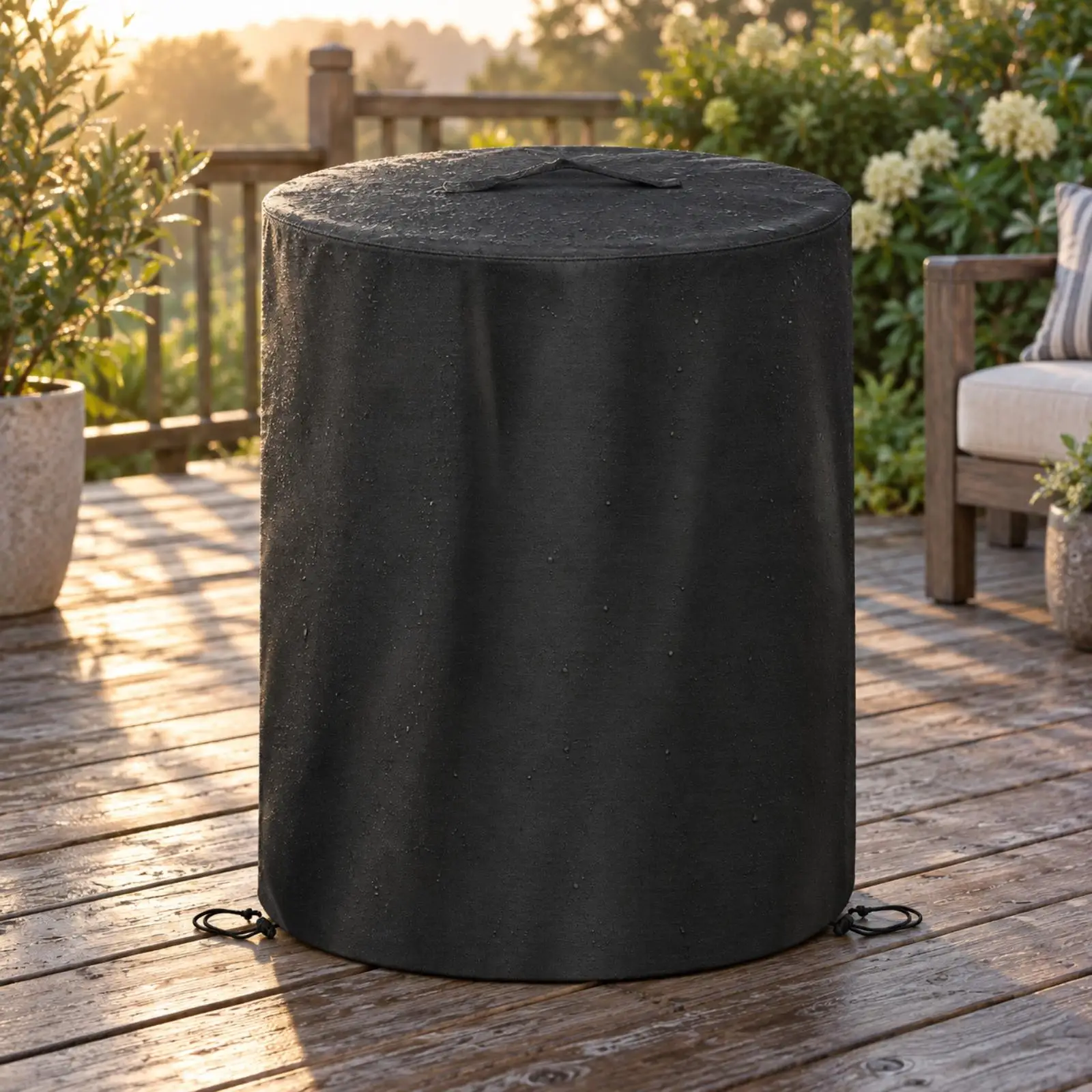 Fireside360 Fire Fire Bowl Cover Dustproof 600D Polyester Fire Fire Bowl Cover with Drawstring Hem Adjustable Tailored-Fit