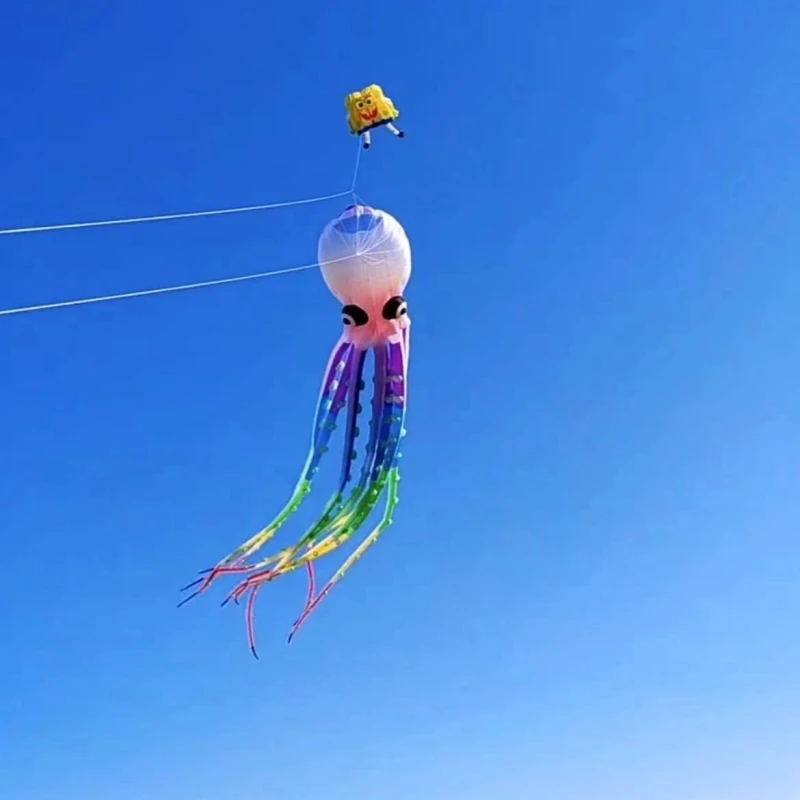 12m Rainbow Octopus latawce nadmuchiwane zabawki spadochron windsurf gigantyczne ryby dla dorosłych windsurf nadmuchiwane gry latawiec duży miękki latawiec