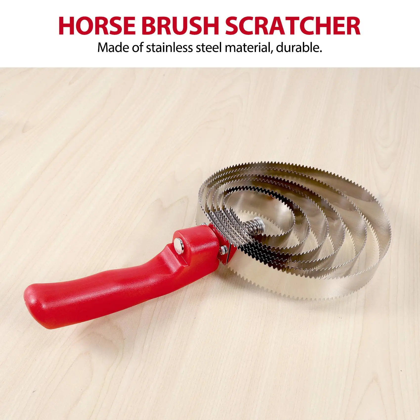 DT15 Livestock Itching Brush, Stainless Steel Horse Comb for Cattle Sheep, Durable Shedding Grooming Tool for Large Animals