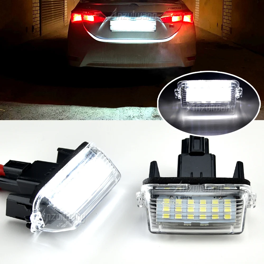 2Pcs LED License Number Plate Light Lamps For Toyota Camry Avalon Auris E18 Vios Esquire Avensis Esquire EZ Noah Proace City SAI