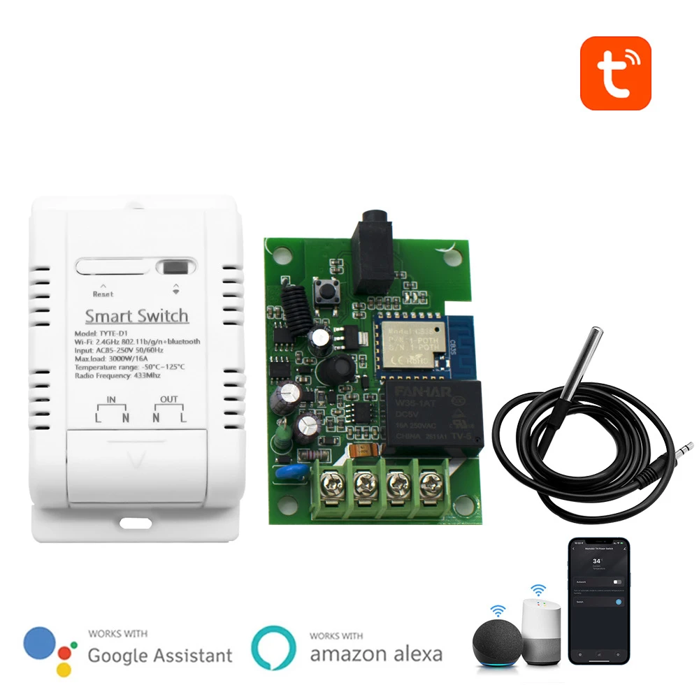 Tuya Smart Temperature Switch 16A 3000W with Energy Consumption Monitoring RF433 Intelligent Thermostat Work With Alexa