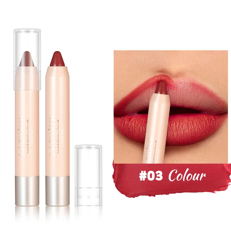 8 Kleuren Lippenstift Potlood Sexy Rode Matte Contour Tint Lippenstift Duurzame Waterdichte Anti-Stick Cup Lipliner Pen Lippen Make-Up Cosmetisch