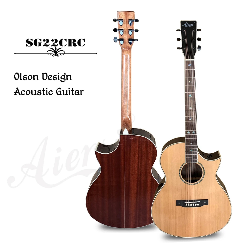 Cutaway-Stahlsaiten-Akustikgitarre, professionelle handgefertigte Folk-Gitarre, Musikinstrument für professionelles Bühnenspiel – Detail 1