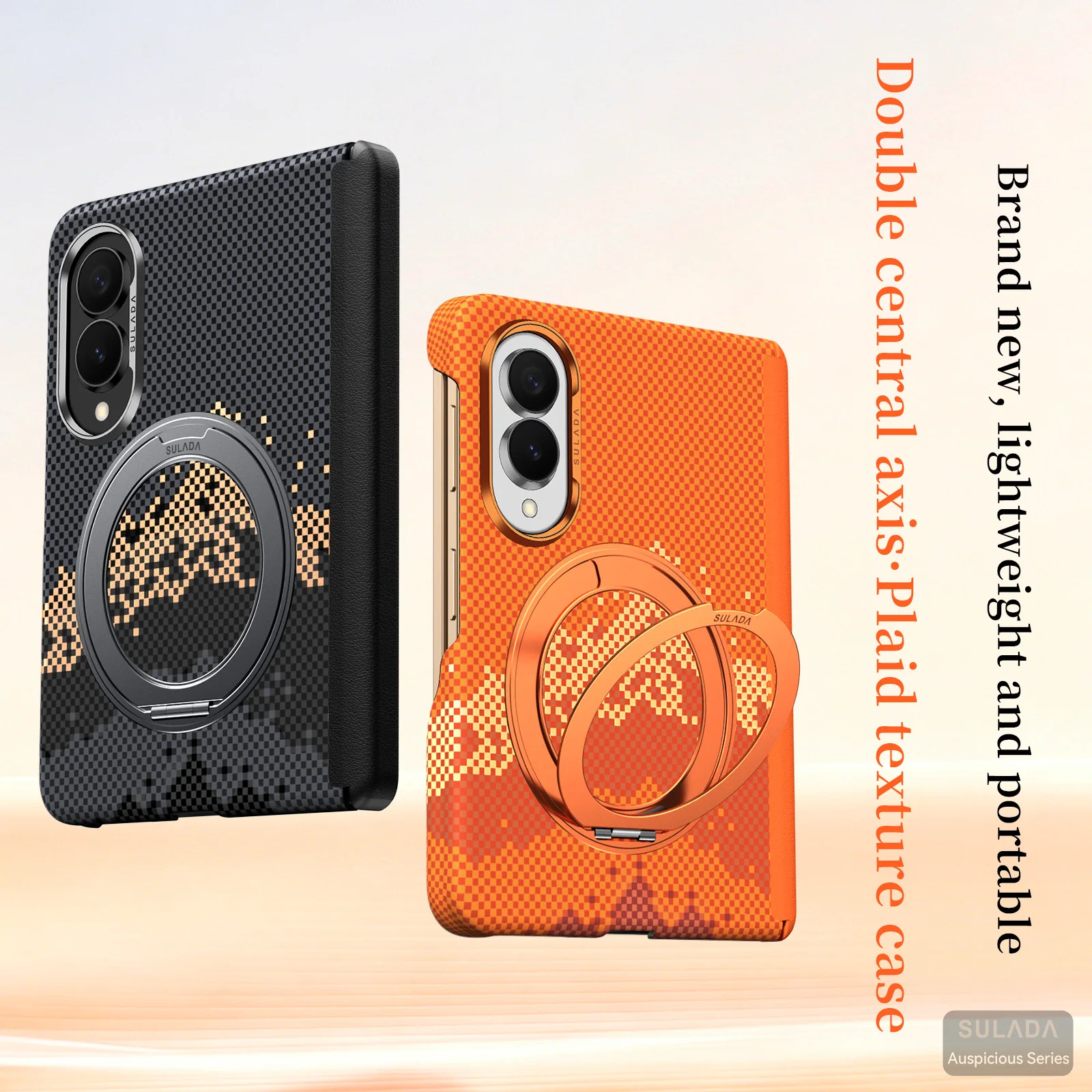 360 Rotating Magnetic Stand Textured Skin Feel Case for Samsung Z Fold 8 7 Wide Shockproof  Magsafe Metal Lens Protector Cover