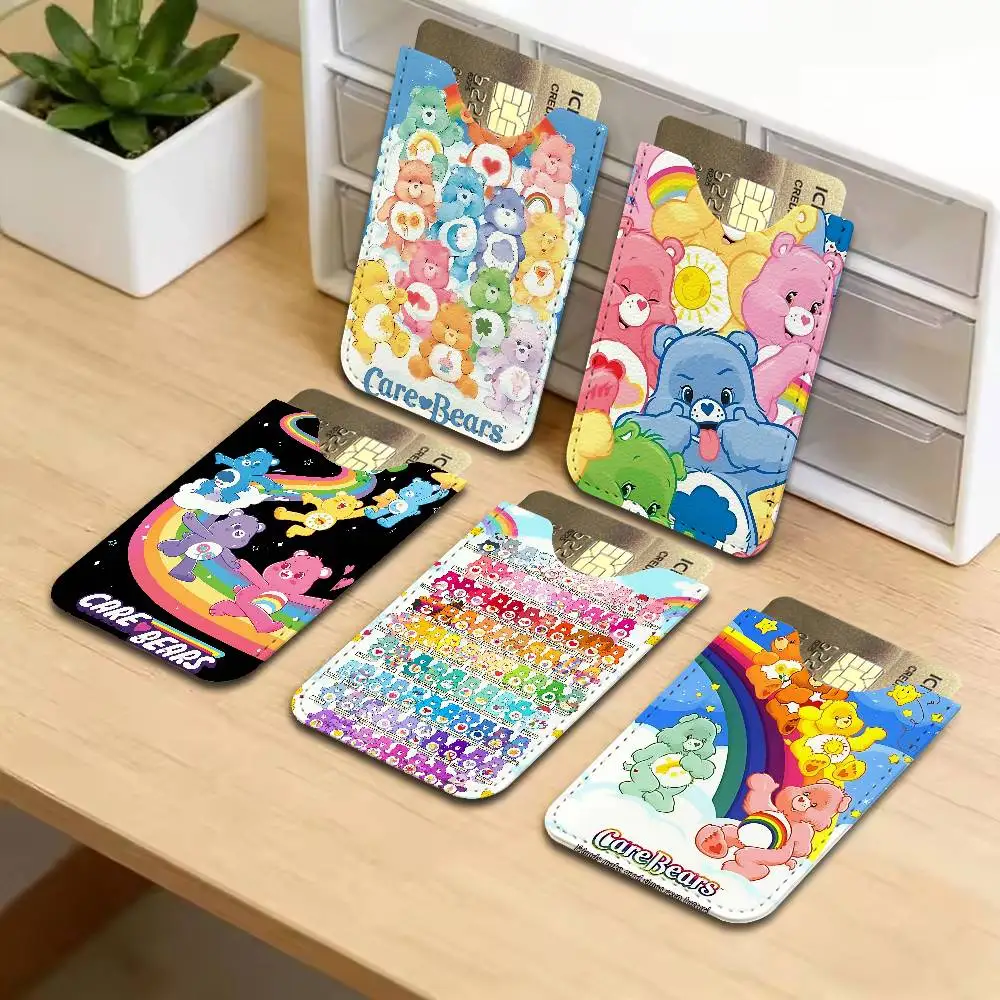 Children Characters C-Care B-Bears Light and thin mini bag small and portable bus card protective leather case for men and women