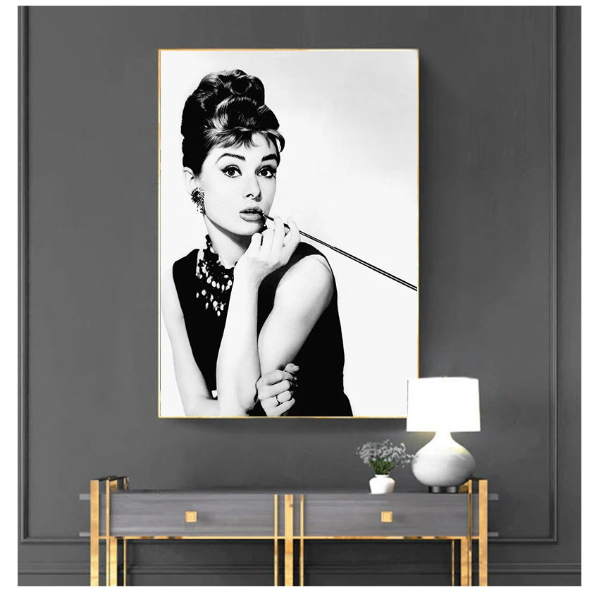 Make Up Modern Poster Prints Canvas Painting Wall Art Modular Wall Picture For Bedroom Home Decor Classic Audrey Hepburn Potrait