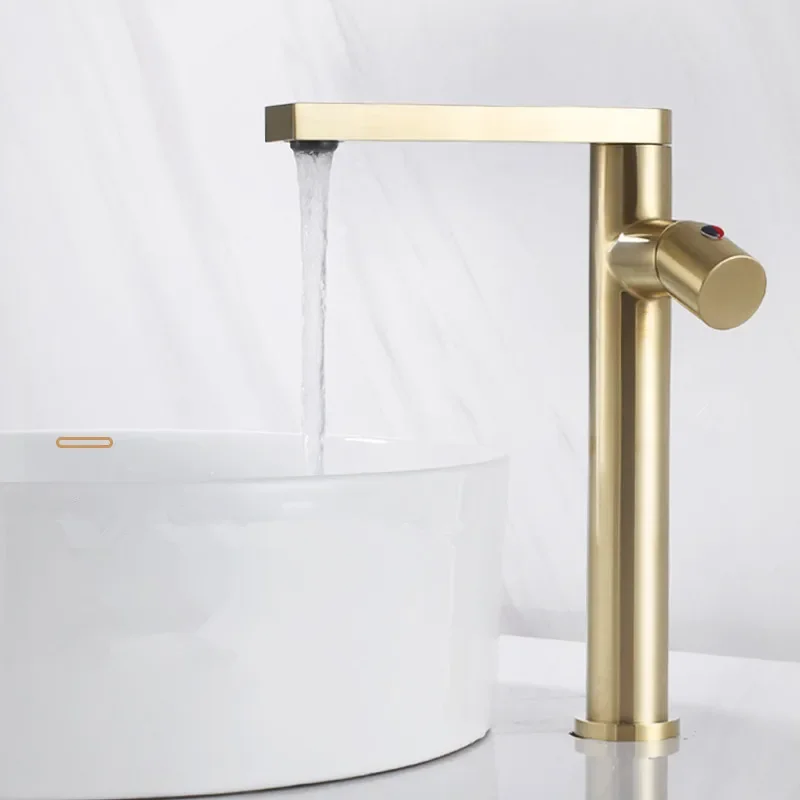 Rose Gold Basin Faucet Brass Bathroom Mixer Tap Gold Wash  Single Handle Hot & Cold