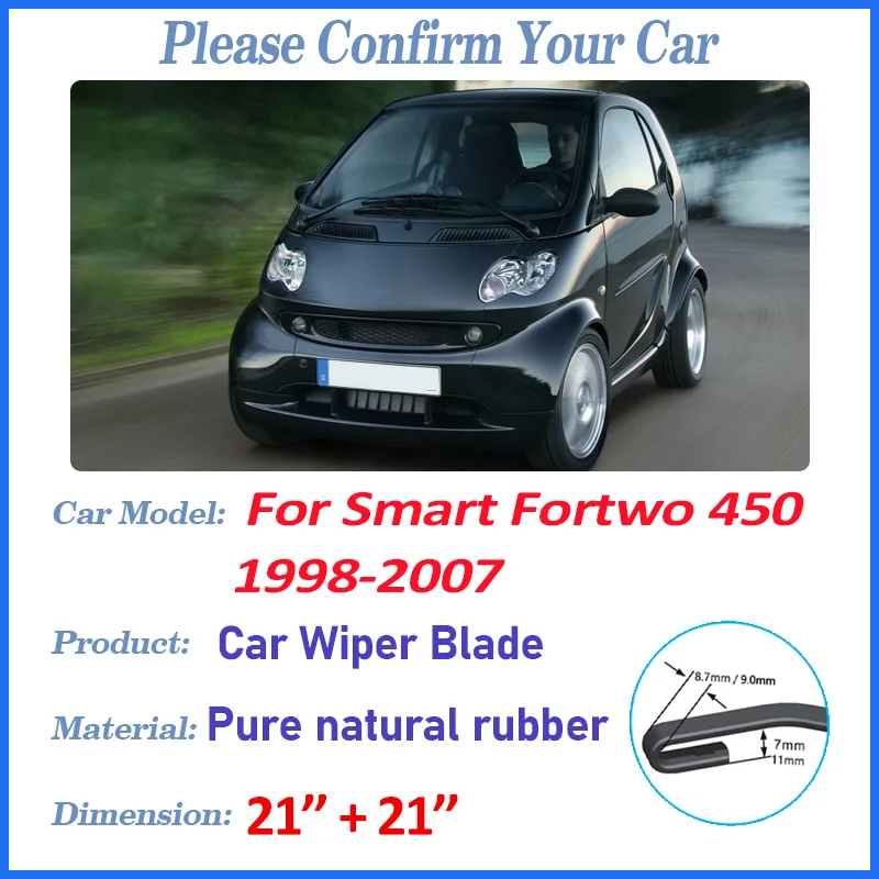 

Аксессуары для Smart Fortwo 450 Cabrio 1998-2007, щетки переднего стеклоочистителя автомобиля, прочные шумоподавляющие дворники для лобового стекла