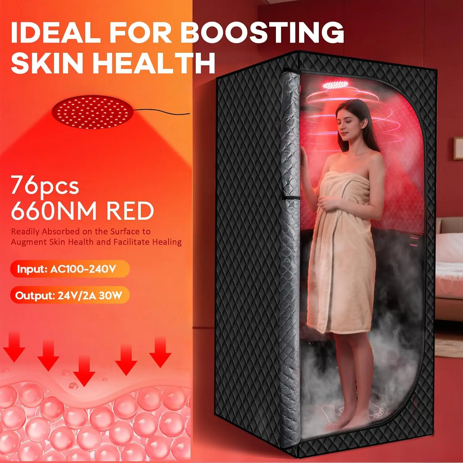 MIXC Upgraded Low EMF Infrared Sauna Box - Ideal for Relaxation & Detoxification | Includes Folding Chair | Multi-Layer