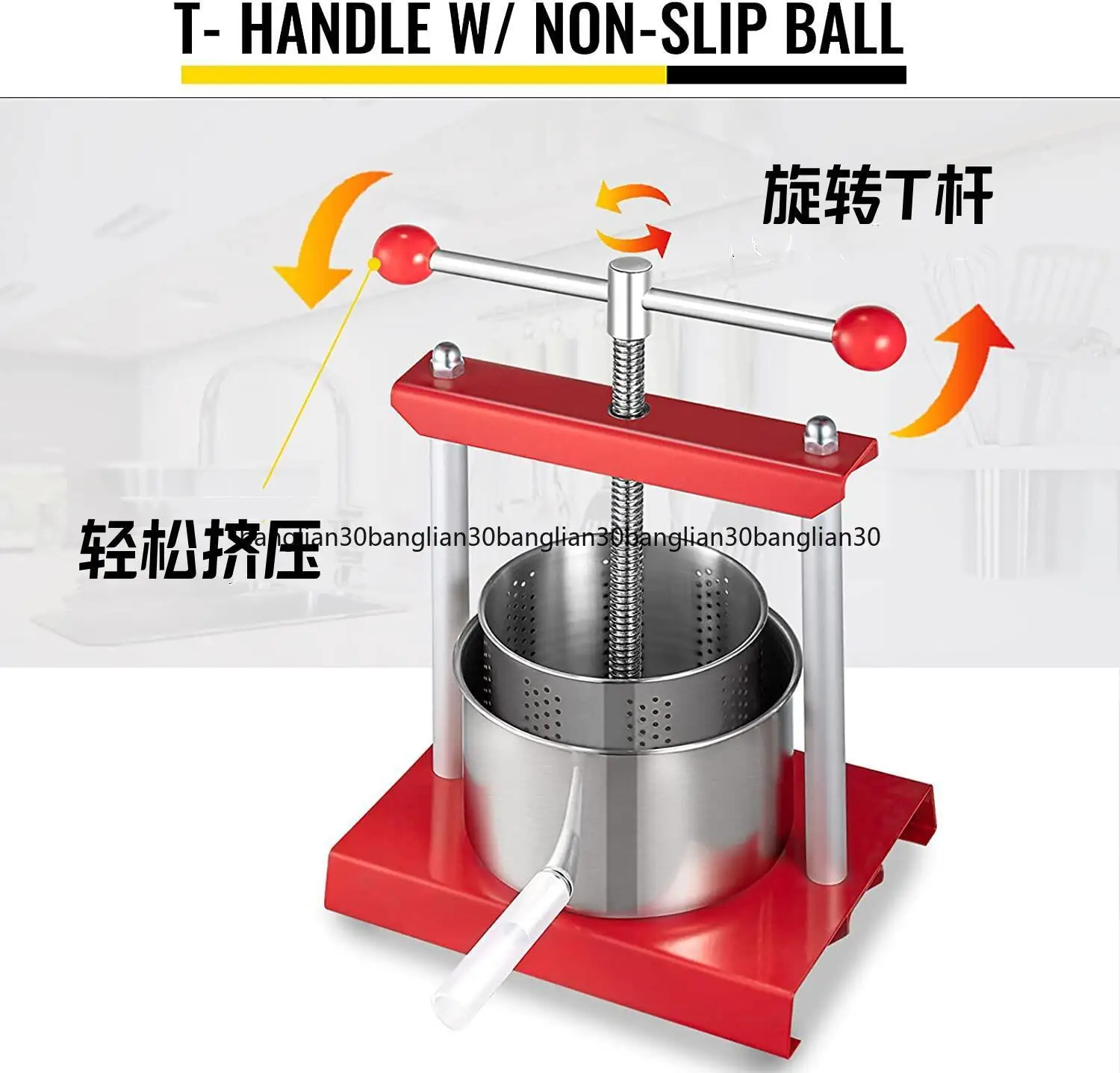 Household Manual Stainless Steel Multi-functional Wine Separation and Filtration Dehydration Soy Milk Residue Press