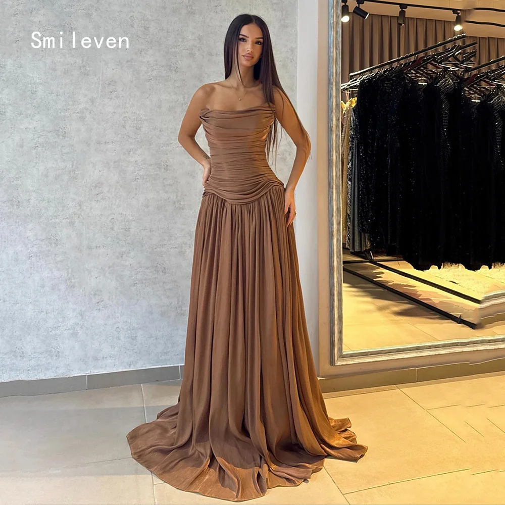 

Smileven Luxury A Line فساتين سهرة Prom Dress Shining Strapless Party Gowns Sleeveless Occassion Dress Customized 2026