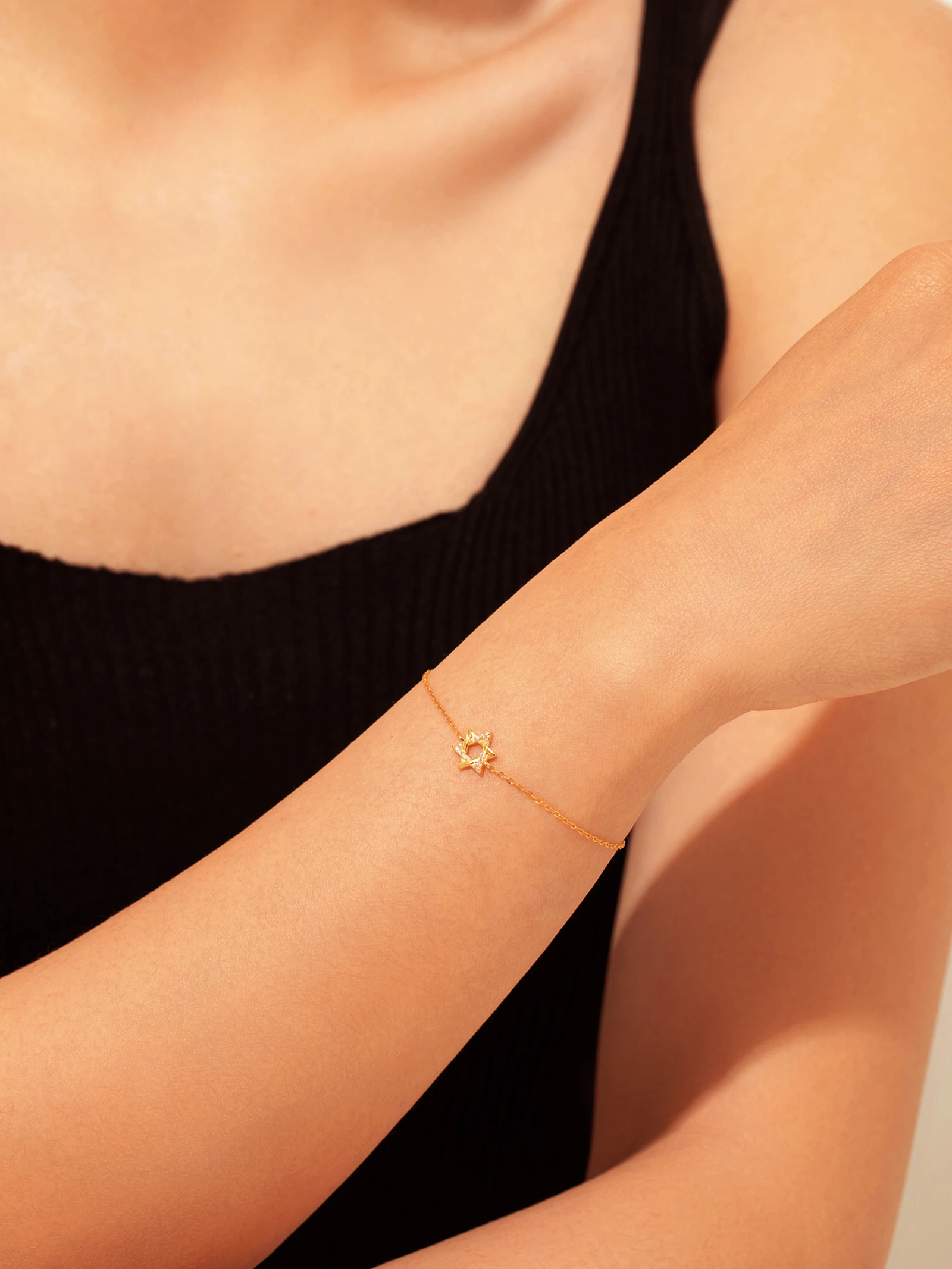 

ANDYWEN женский браслет из стерлингового серебра 925 пробы со звездой Давида, модные ювелирные изделия 2025, роскошные ювелирные изделия на годовщину свадьбы