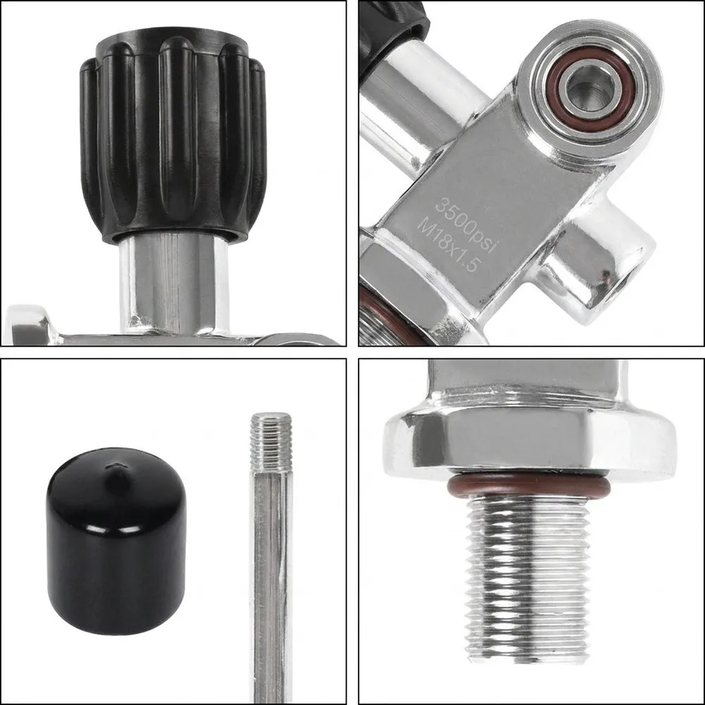 Scuba Tank Valve with Dual Interface Support For Yoke and For DIN M18x1.5 Thread for 0.5L 1L 2L 3L 4L Cylinders 250 Bar Rating
