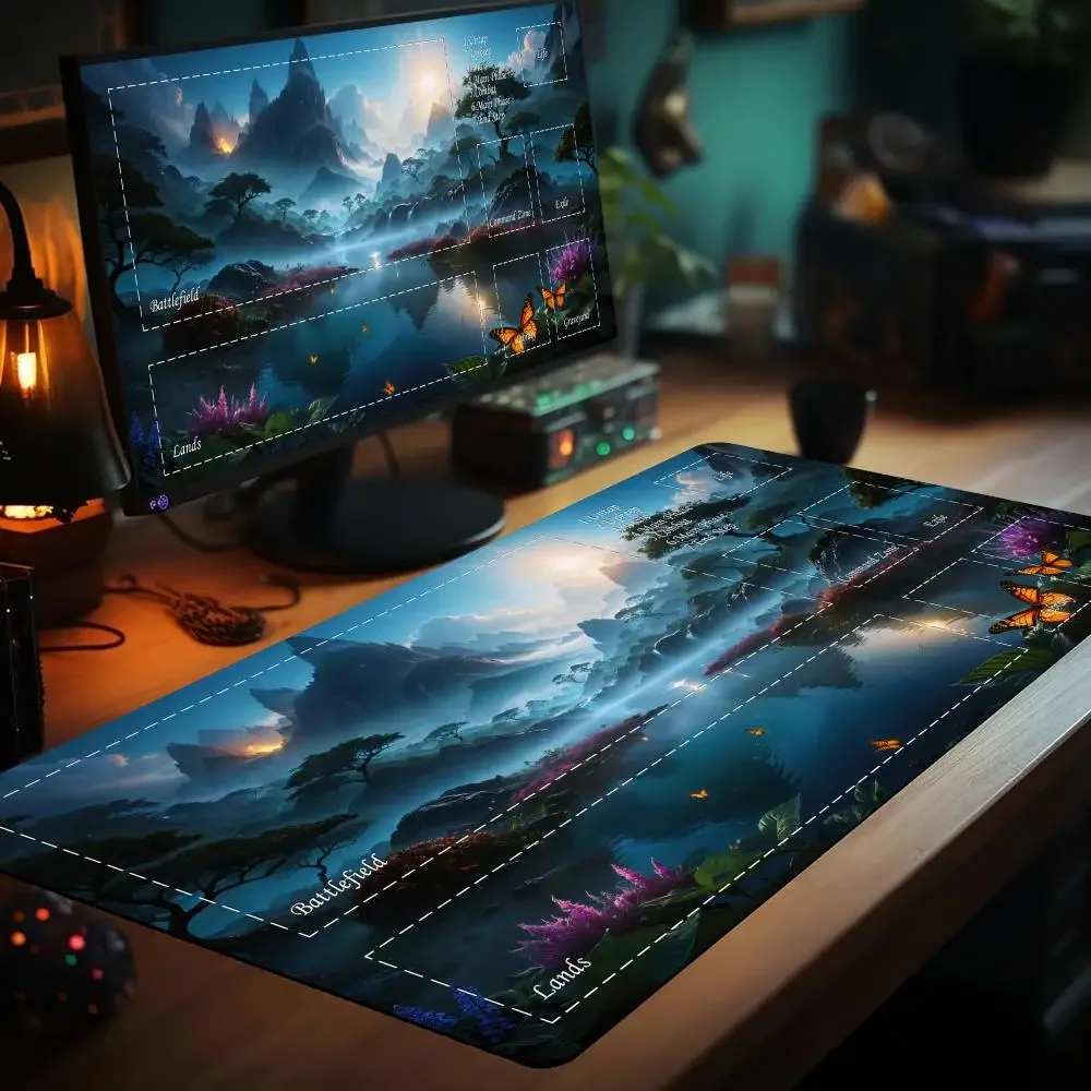 Magic Playmat card gaming mat with zones Giant life tree mtg playmat rubber anti-slip Desk Mat gamer keypad expansion mousepad