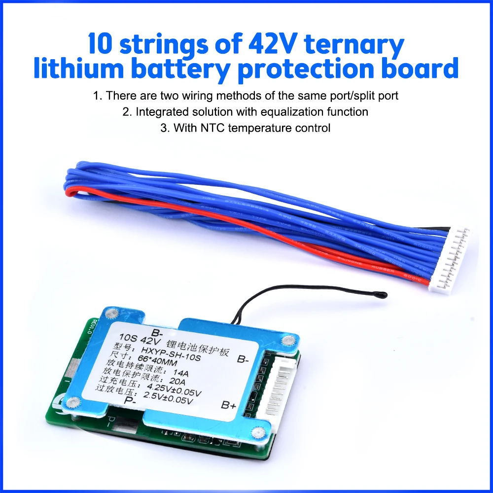 10S 42V 15A BMS Polymer Cell 18650 Lithium Battery Protection Board With Balance Temperature Control NTC Temperature Protect