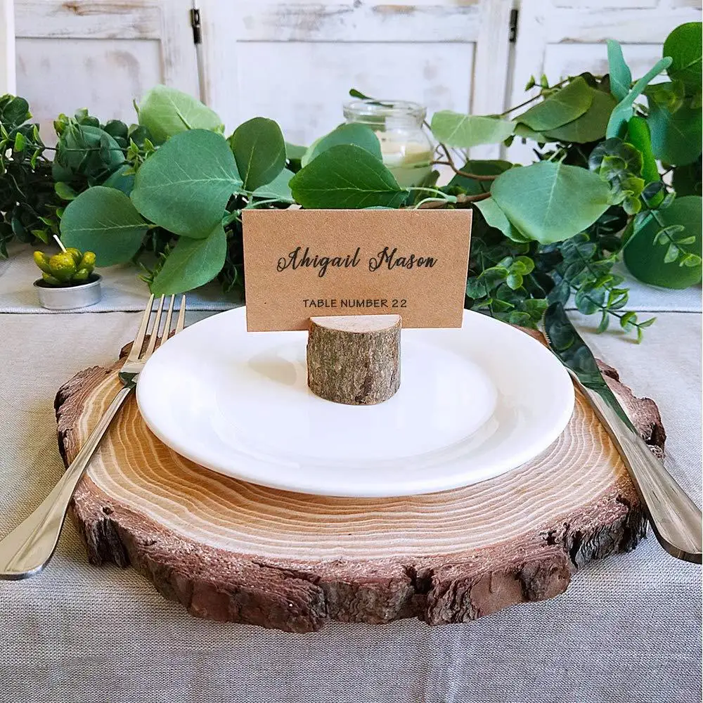 10 tree stump card holders+10 cards Wedding party decoration decorations message cards