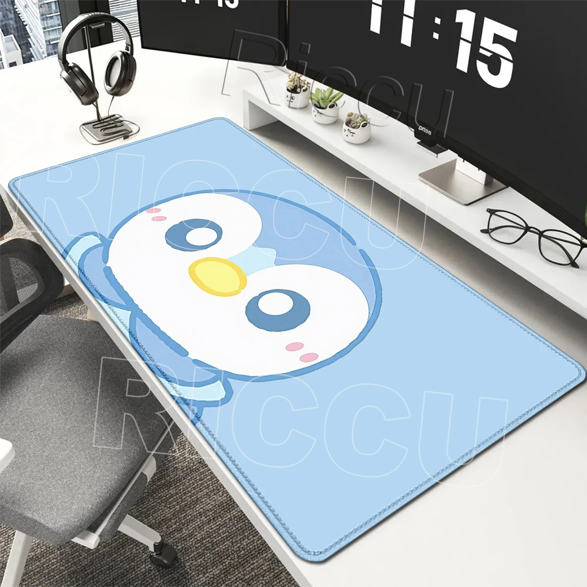 Large Mouse Pads XXL Anime P-pokemon Piplup Gaming Table Mats Kawaii Carpet Gamer Keyboard Non-slip Aesthetics Lockedge Desk Rug