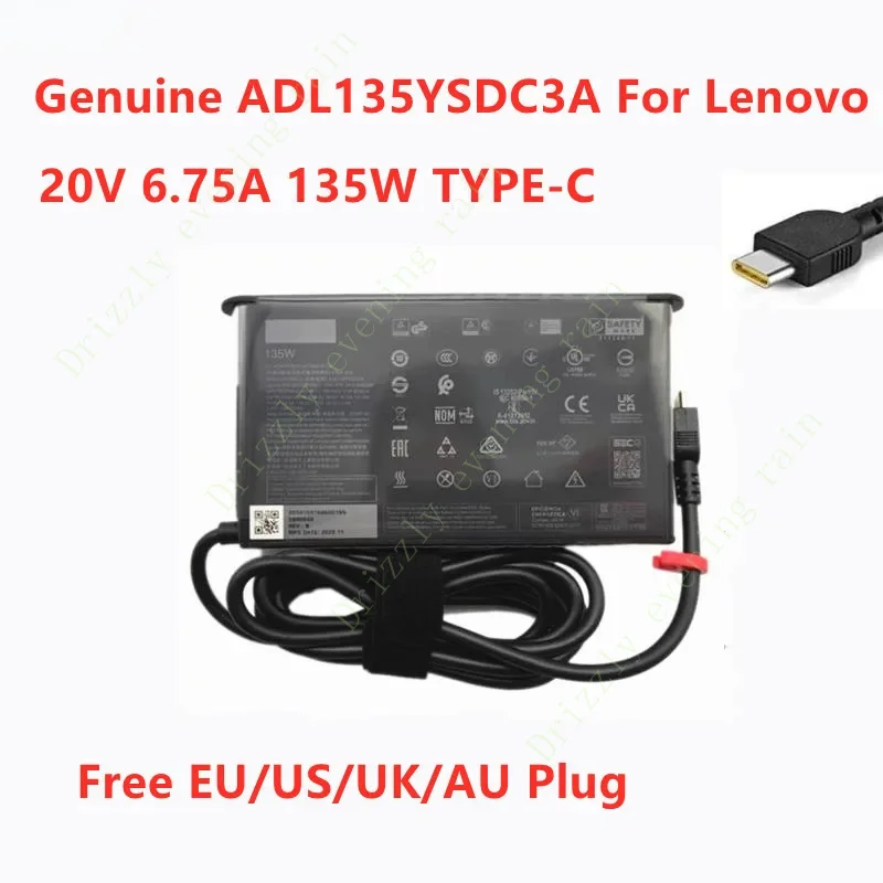 Genuine adl135ysdc3a 20V 6.75a 135W Type-C USB-C adl135yscc3a AC adapter for Lenovo ThinkPad T16 Z16 laptop power supply charger