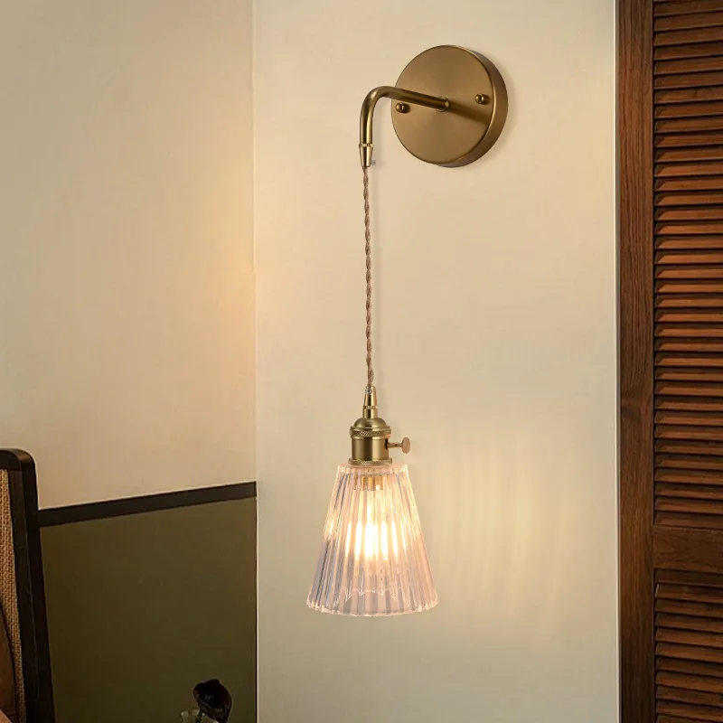 

Nordic light luxury Internet celebrity wall lamp bedroom bedside lamp, girl Japanese glass chandelier, creative ins wind decorat