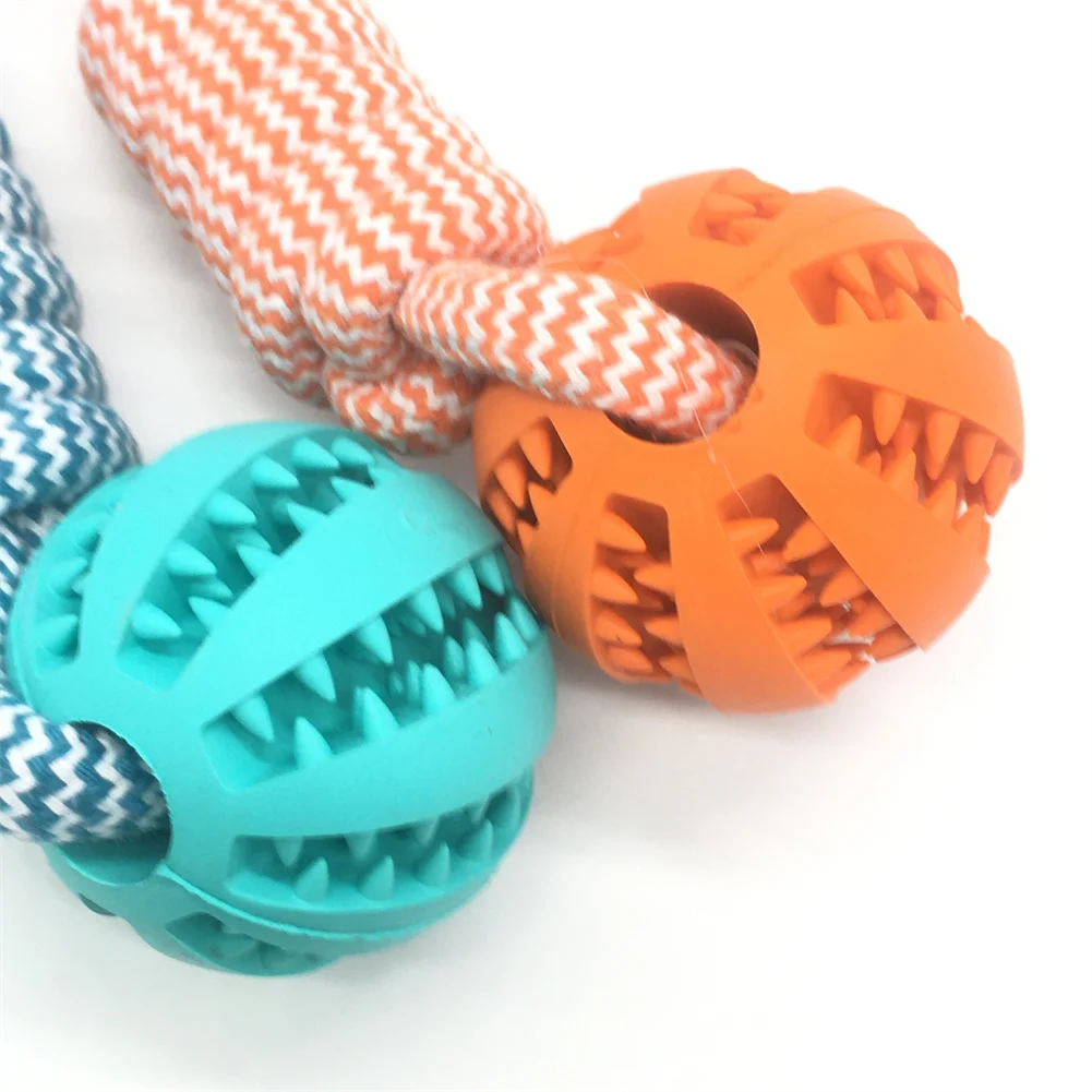 Pet Dog Rope Chew Tug Toy Chew Palying Teeth Cleaning Toys For Small Medium Large Dogs Outdoor Rubber Chew Ball Pet Supplies