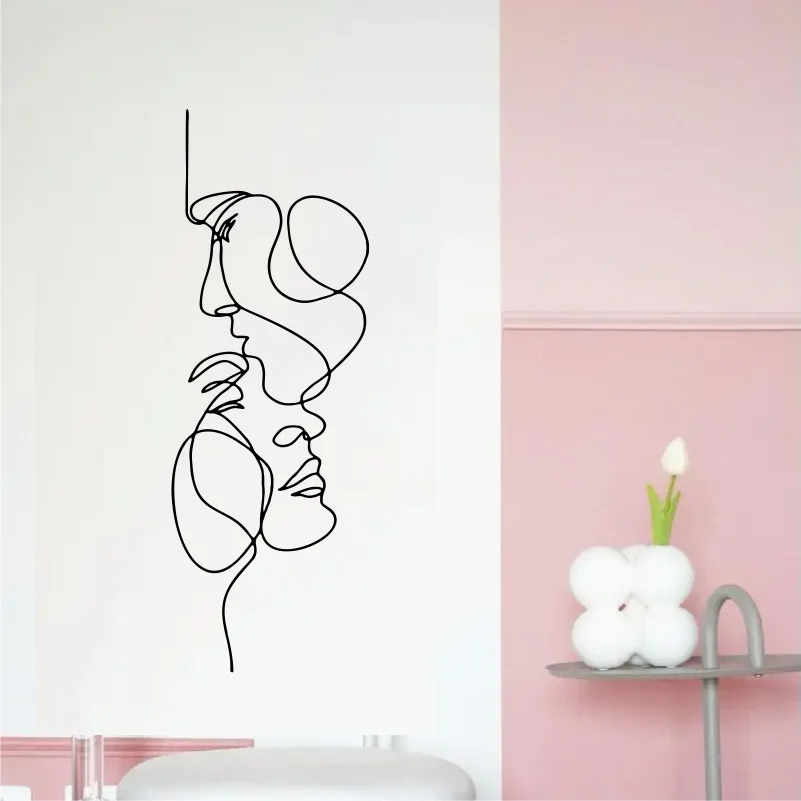 

PVC Sticker art minimalist face lines wall hanging decoration abstract wall nordic style home décor crafts bedroom #185