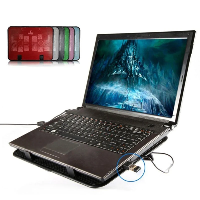 14 inch Notebook Cooler Dual Fan USB External Laptop Cooling Pad Stand High Speed Silent Metal Panel Fan best sale