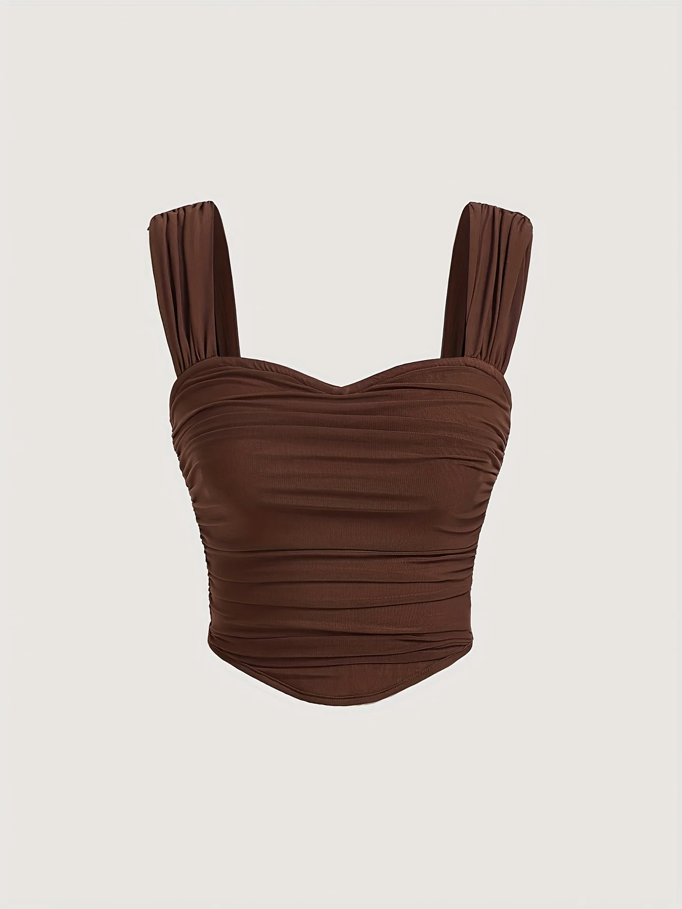 A lady's brown, elegant and noble, backless, sexy solid color halter top