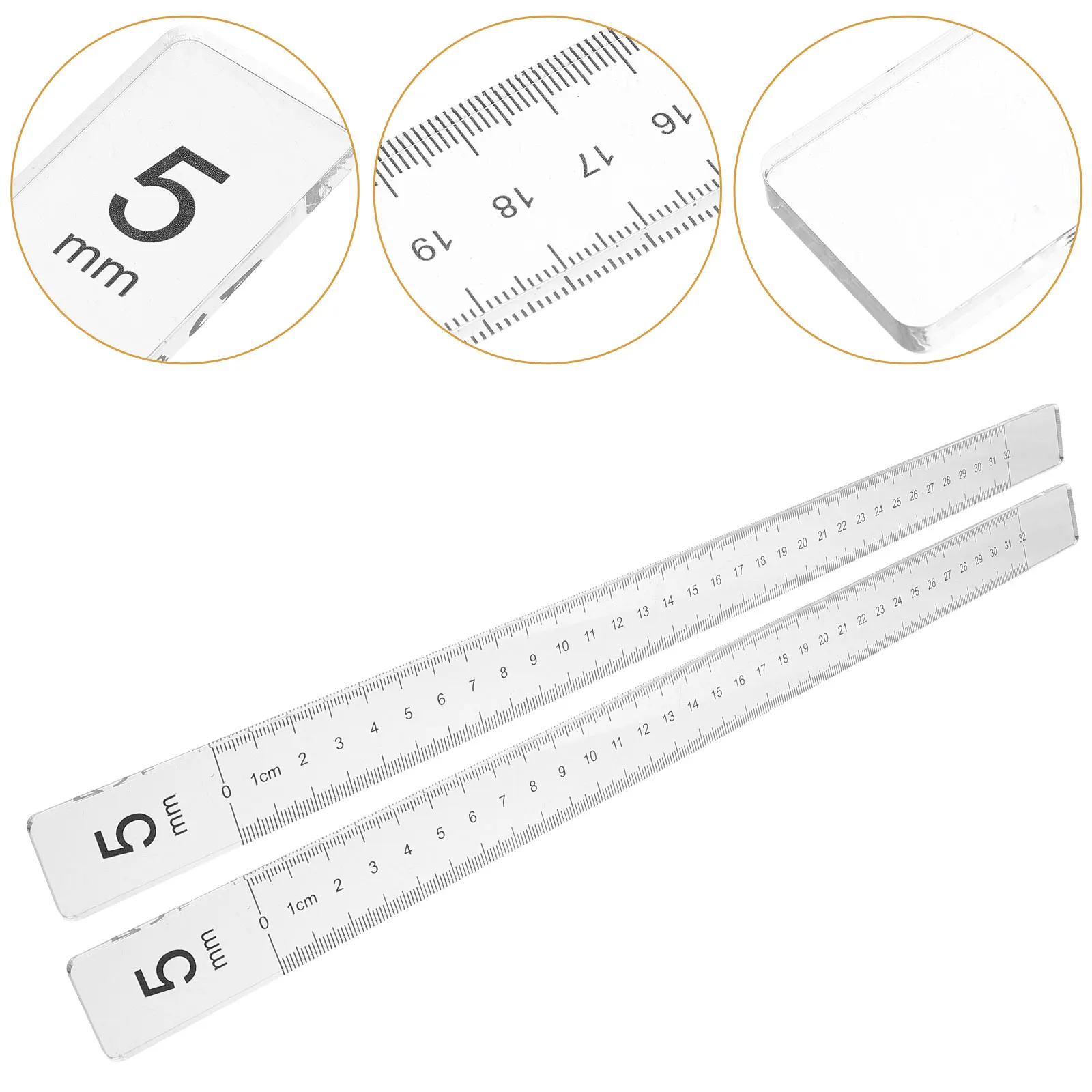 

1 Pair Acrylic Baking Ruler Balance Dough Thickness Guide Stick Rolling Pin Measuring Tool Dough Rolling Strips For
