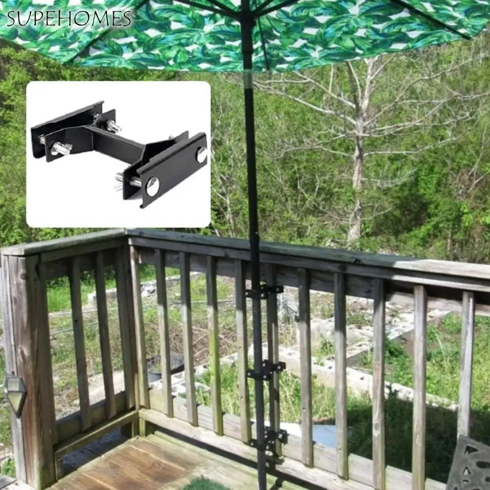 

Railing Mount Steel Umbrella Clip Iron Sturdy Parasol Clamp Universal Weatherproof Umbrella Bracket Outdoor