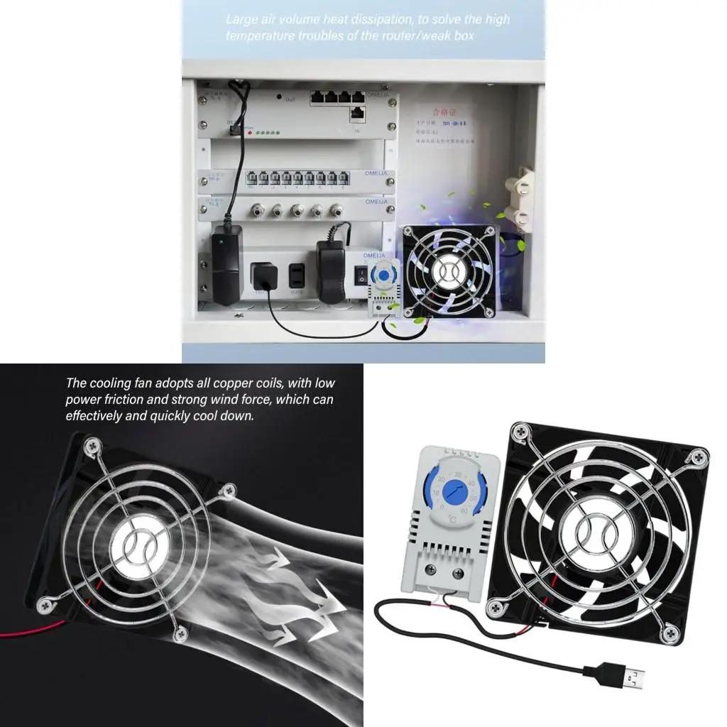 

USB Cabinet 80mm Fan Quiet Cooling Fan System With 0-60℃ Temperature Control