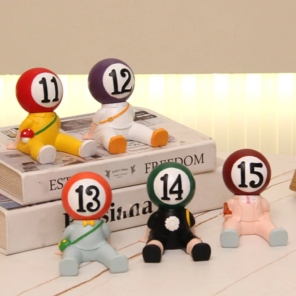 Billiards Mobile Phone Holder Resin Doll Support Cartoon Phone Stand Ornaments Figurine Mobile Phone Bracket Desk Decoration