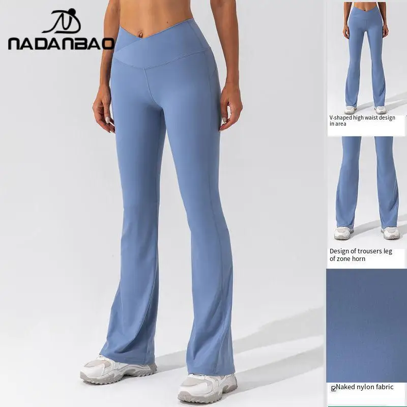 NADANBAO Flare Leggings Yoga Pants Women High Waist Breathable Wide Leg Pants Gym Sports Slim Flared Tight Pants Yoga Trousers