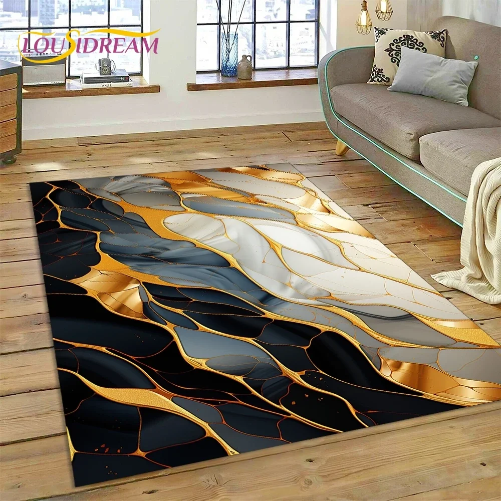 Luxurious Green Gold  Colour Marble Dream Carpet Rug for Bedroom Living Room Sofa Decoration,Children Game Large Decor Floor Mat