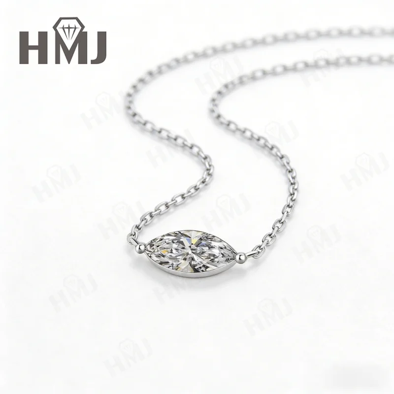 

Кулон-серьги с муассанитом огранки «маркиз» 1/2 карата, сертификат, серебро 925 пробы, подарок для женщин, свадьба, вечеринка, день рождения