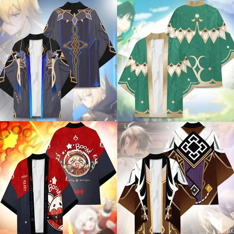 2023 Neuer Umhang, Kimono, Cosplay, Zhongli Fengshen gleicher Stil, Federweberei, 3D-gedrucktes Cardigan-Oberteil