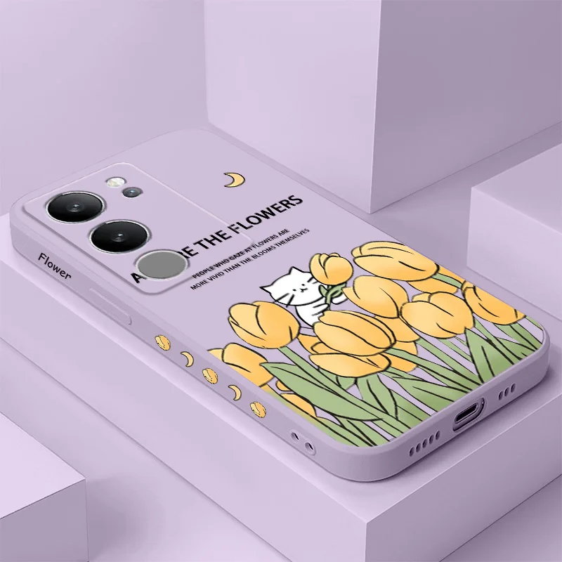 

Tulip Cat Phone Case For VIVO V50 V40 V30 V29 V29E V27 V27E V25 V25E V23 V23E V21 V20 Y20 Y12 Y21 Y22 Y50 Y35 Y76 Pro 4G 5G