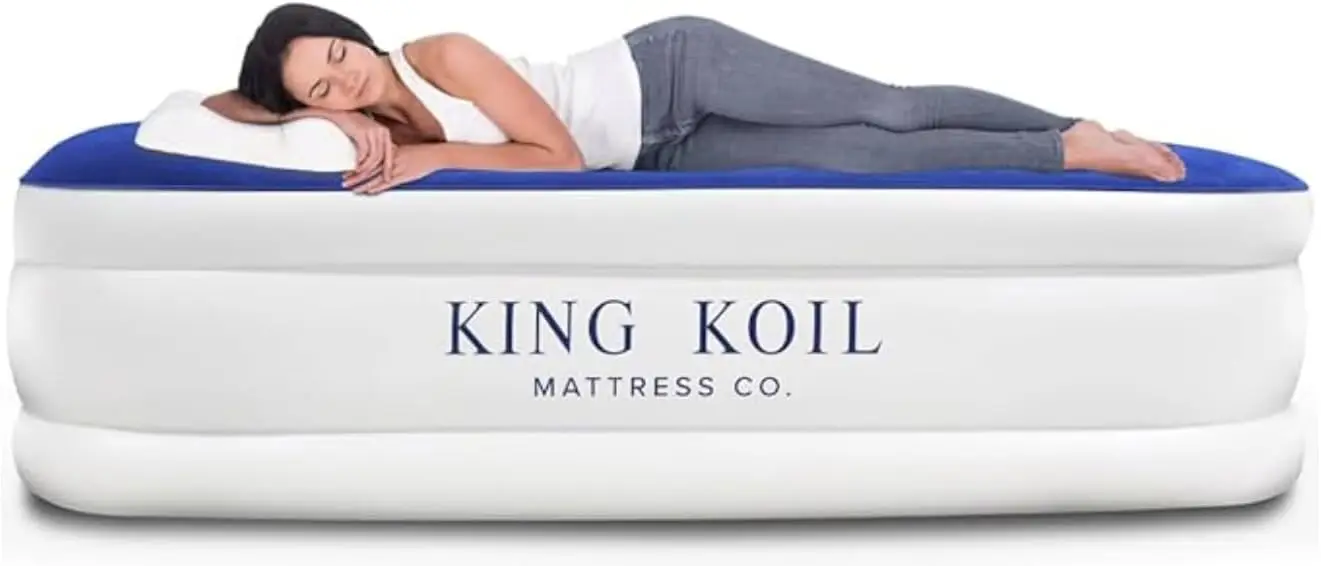 

Koil Pillow Top Plush Queen Air Mattress with Built-in High-Speed Pump Best for Home, Camping, Guests, Queen Size Luxury Double