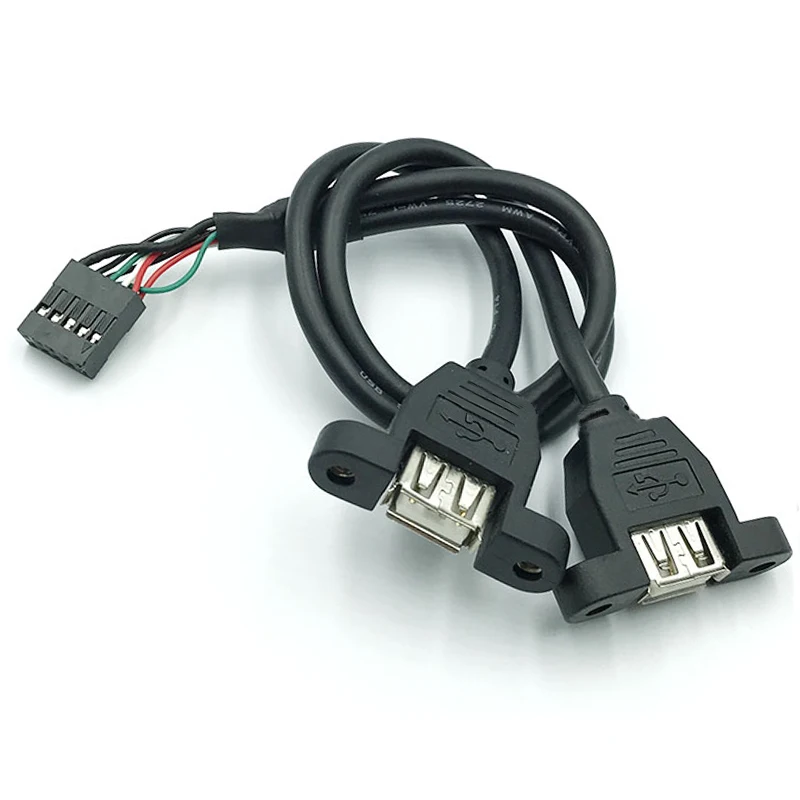 

Motherboard 9-pin To Dual Port USB Fixed Female Socket Dual Head USB Built-in Expansion Extension Adapter Cable 2.0 Spacing