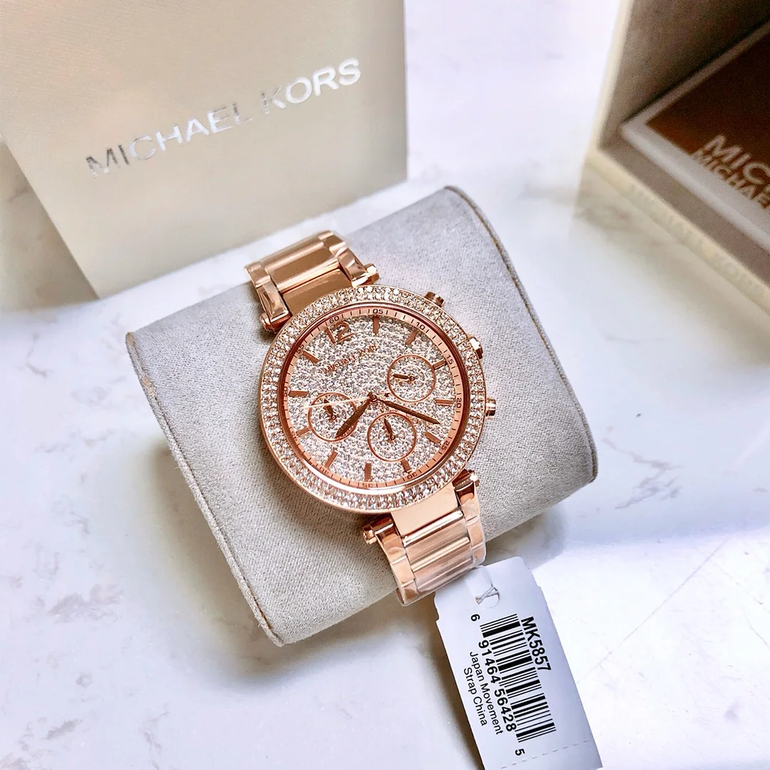 Michael Kors Luxury Women Parker MK-5857 Quartz Watch Diamond Fashion Waterproof Wristwatch High Quality Lady Exquisite Gift