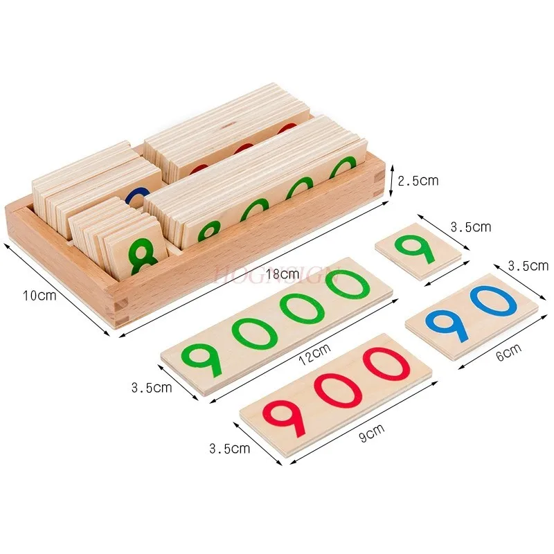 Tarjetas Montessori digitales de madera para niños, juguetes educativos para estudiantes, tamaño pequeño, 1-9000 tarjetas