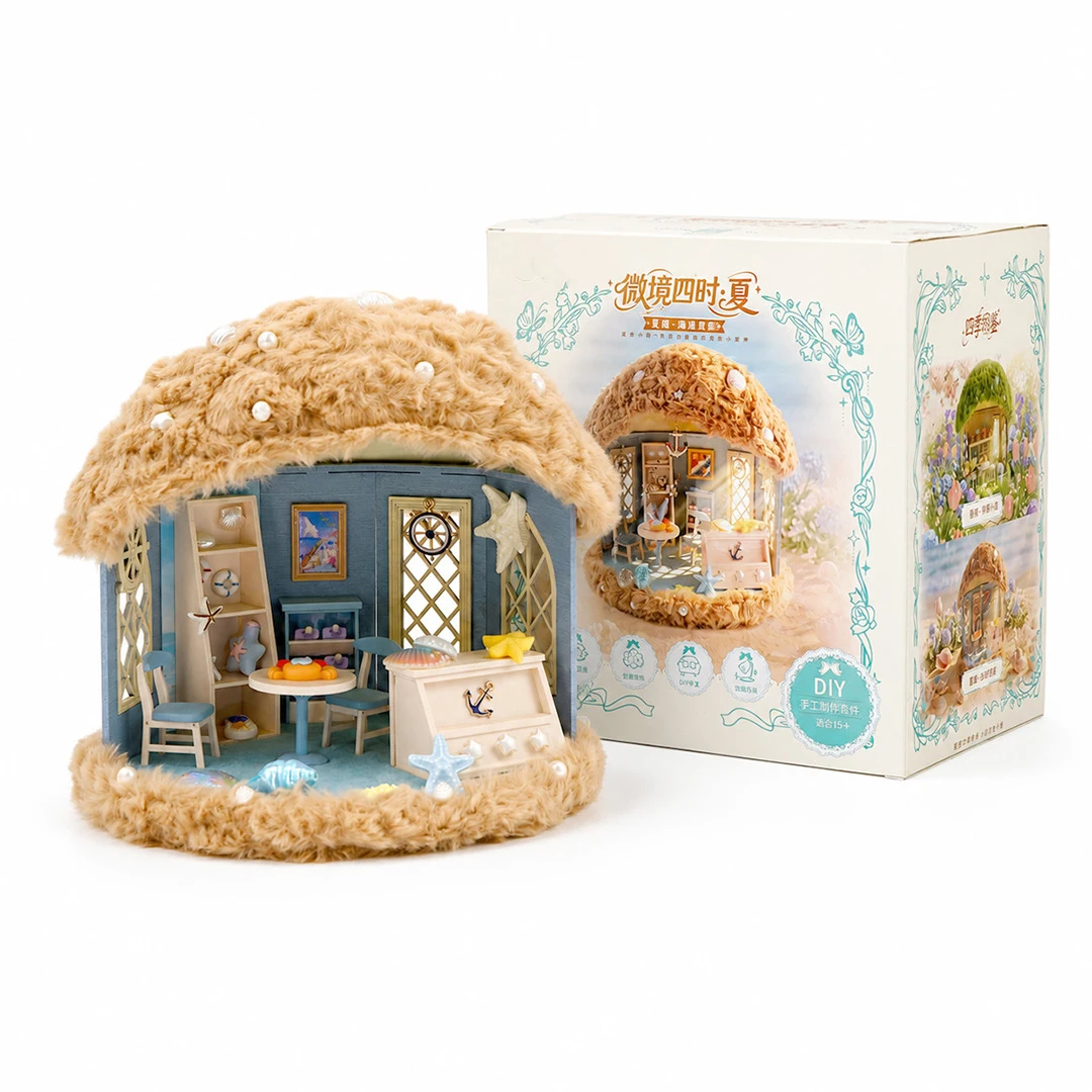 

NEW DIY Wooden Mini Casa Summer Cottage Miniature Model Kits With Furniture Dollhouse for Friends Birthday Gifts