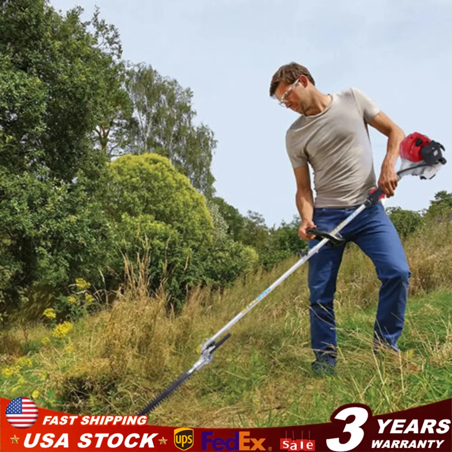 CNCEST 51.7CC 2-Stroke Extendable Chainsaw Tree Trimmer, 4-in-1 Multi-Functional Trimming Tool, Brush Cutter and Long Pole Saws